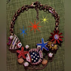 Rare Vintage Betsey Johnson Enamel Under the Sea Necklace.
